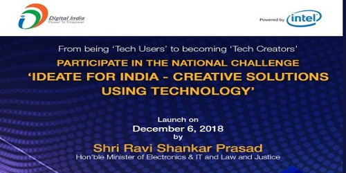 “Ideate for India- Creative Solutions using Technology”: National challenge for youth launched by Meity minister Shri Ravi Shankar Prasad